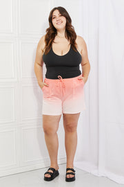 Zenana In The Zone Full Size Dip Dye High Waisted Shorts in Coral