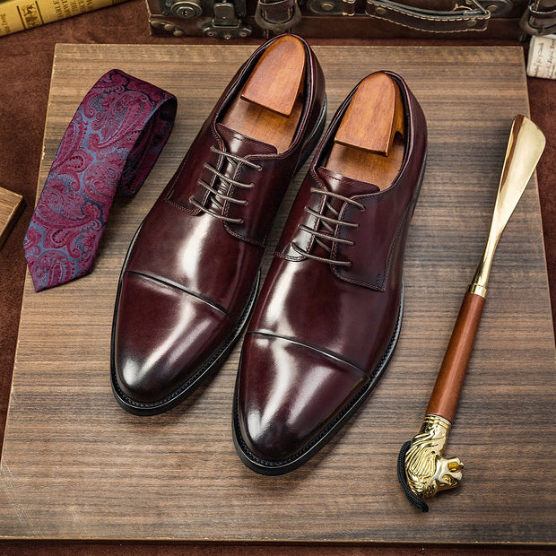 Three-joint Leather Lace-up Leather Dress Shoes