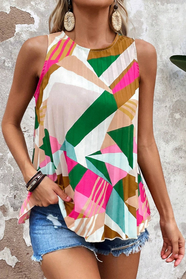 Color Block Round Neck Tank