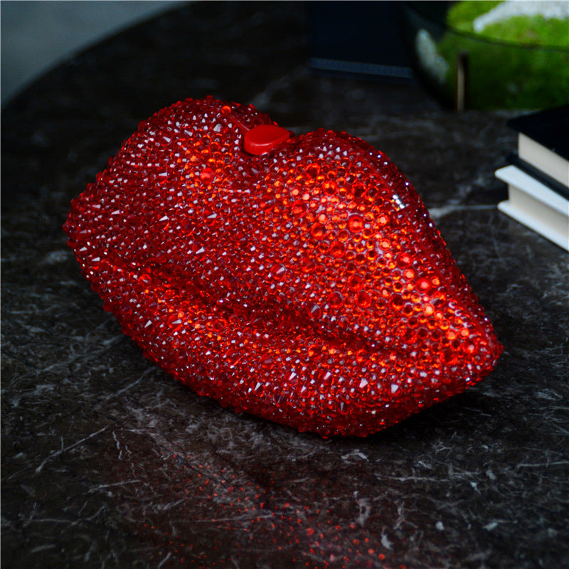 Rhinestone Lip Evening Bag Women