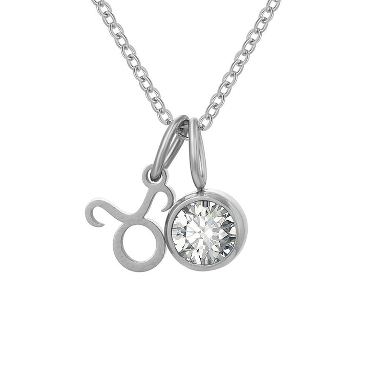 Constellation Zircon Birthstones Stainless Steel Necklace