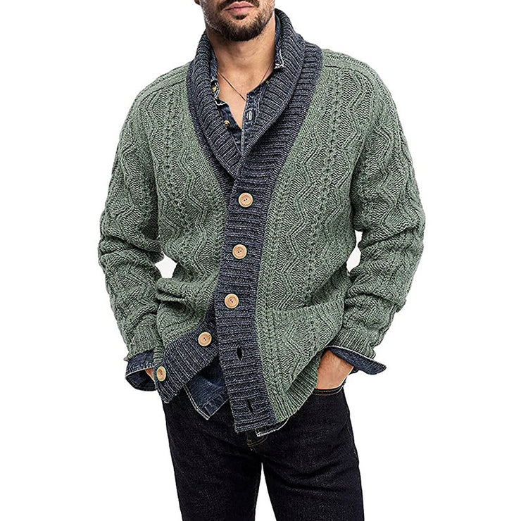 Lapel Knit Men Cardigon