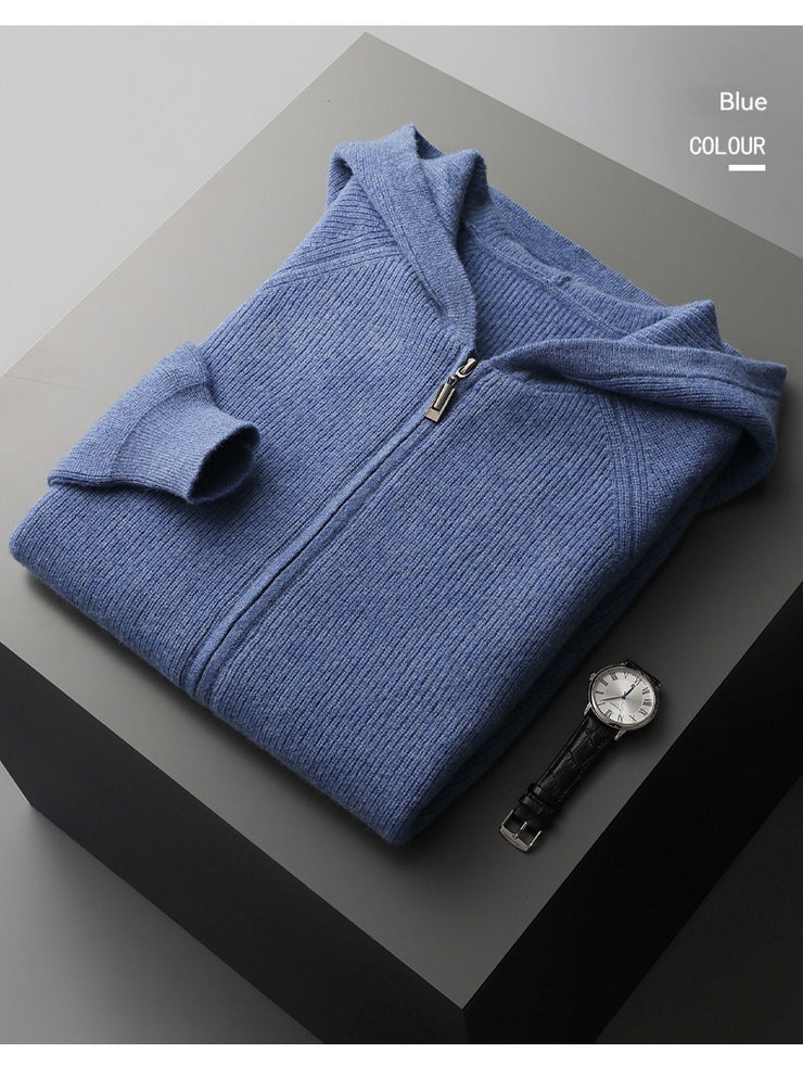 Men Pure Wool Zipper Hoodies