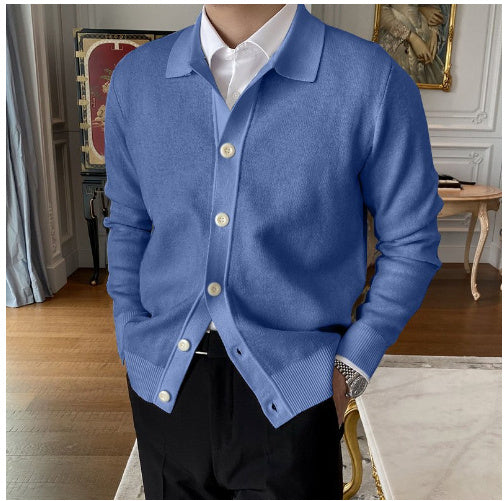 Men Lapel Knitted Cardigan