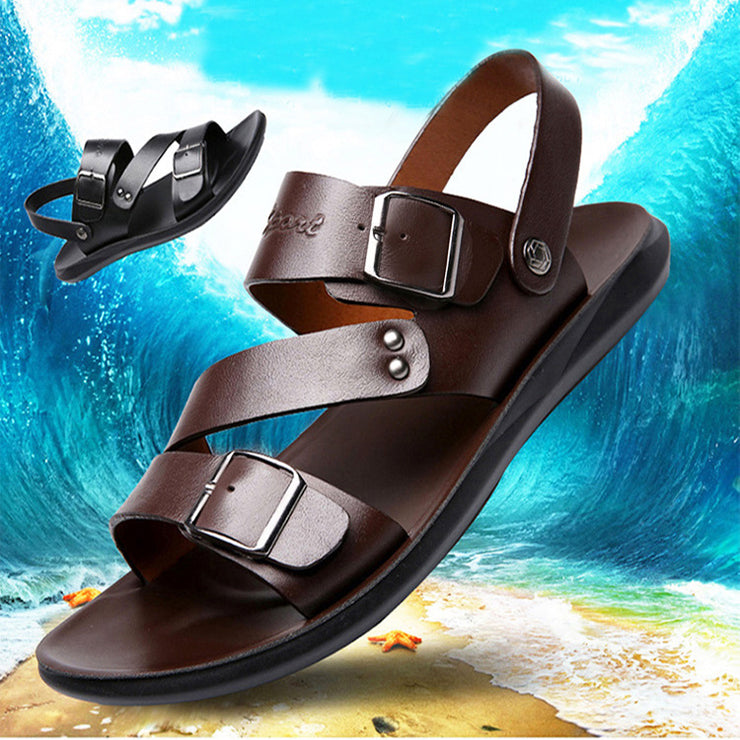 Men Leather Buckle Sandals