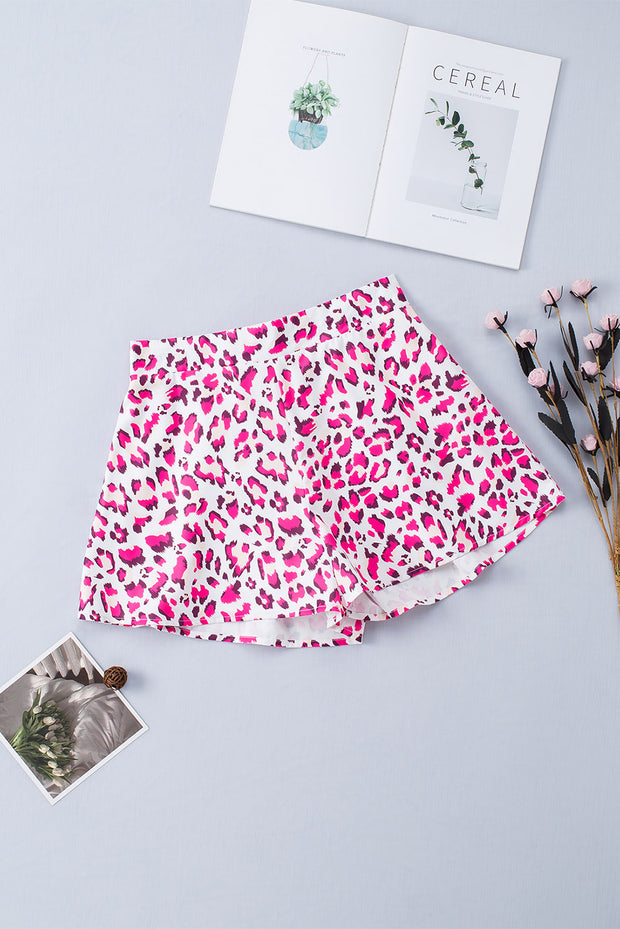 Leopard Print Elastic Waist Shorts