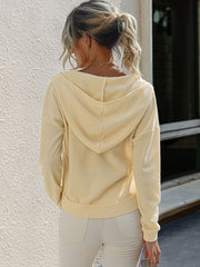 Shiny Waffle-Knit Dropped Shoulder Hoodie