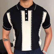 Men's Simple Stitching Contrast Polo Shirt