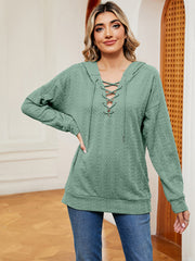 Lace-Up Long Sleeve Hoodie