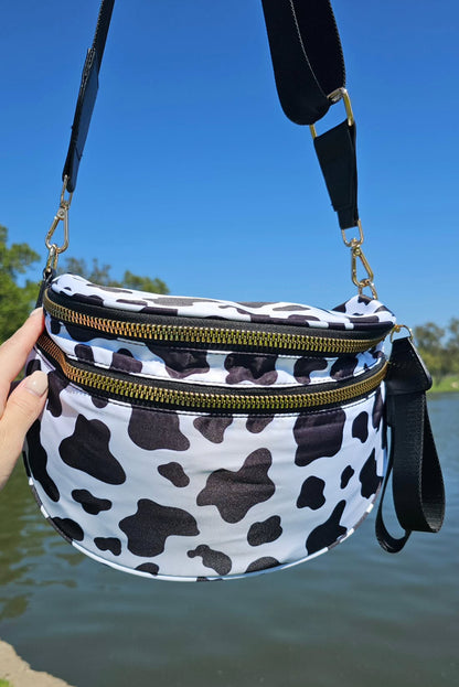 Color black Checkered Print Wide Strap Large Crossbody Bag