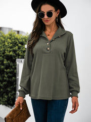 Half Button Long Sleeve T-Shirt