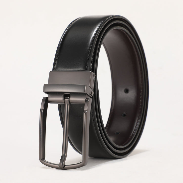 Men's Leather Double Sided Pin Buckle Belt