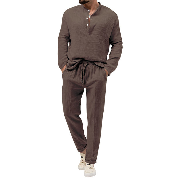 Men Solid Color Casual Set