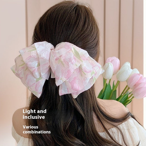 Women's Mesh Spring Bow Clip