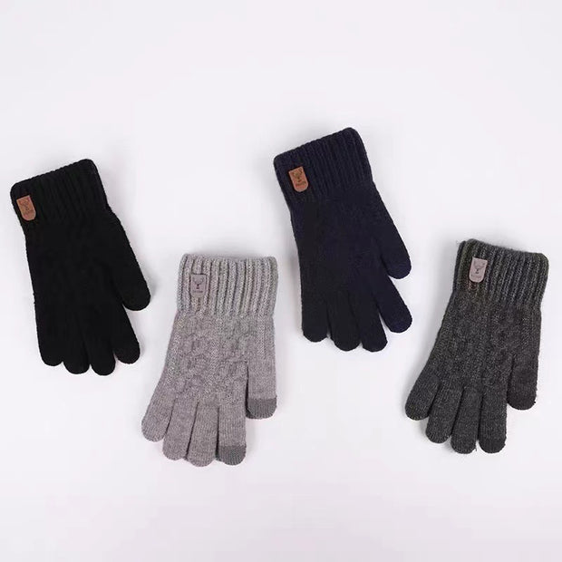 Men Cold-proof Woolen Knitted Gloves Man