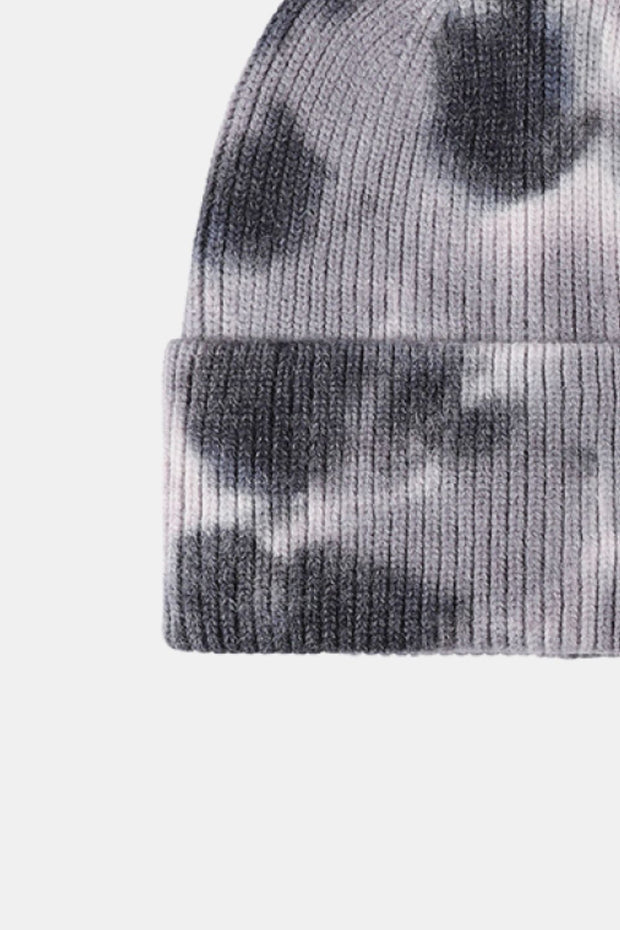 Tie-Dye Cuffed Rib-Knit Beanie Hat