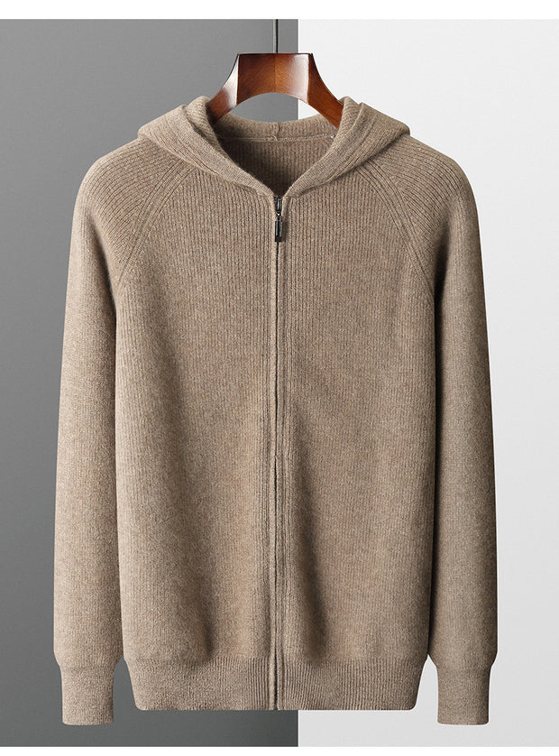 Men Pure Wool Zipper Hoodies