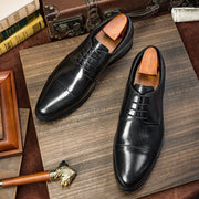 Three-joint Leather Lace-up Leather Dress Shoes