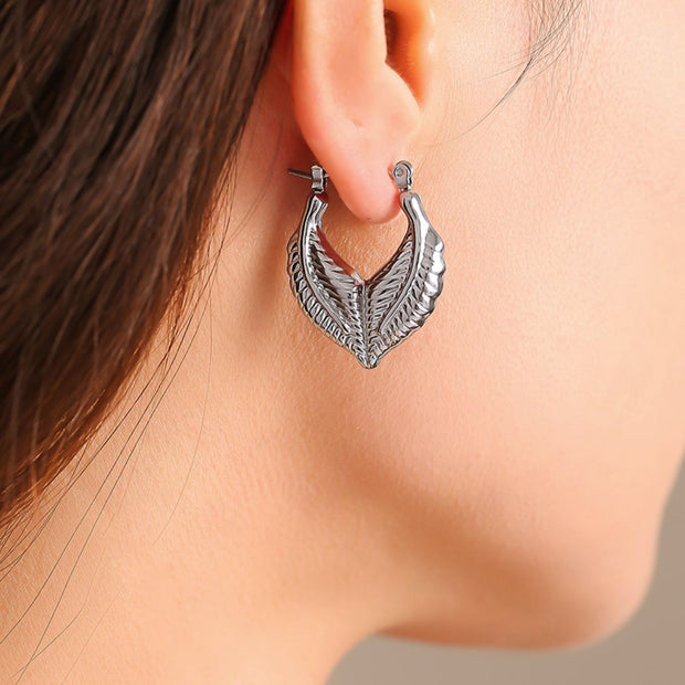 Titanium Steel Leaf Shape Earrings