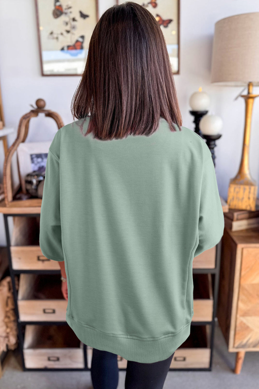 Beau Blue Floral Patched Half Sleeve Tunic Top