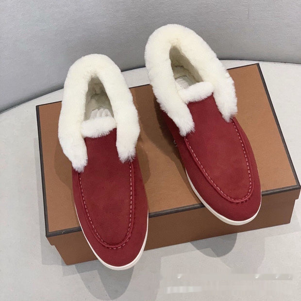 Wool Snow Leather Short Boots