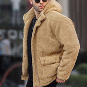 Winter Men's Jacket  Solid Color Coat Polar Fleece Leisure Trendy