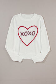 XOXO Round Neck Drop Shoulder Sweater