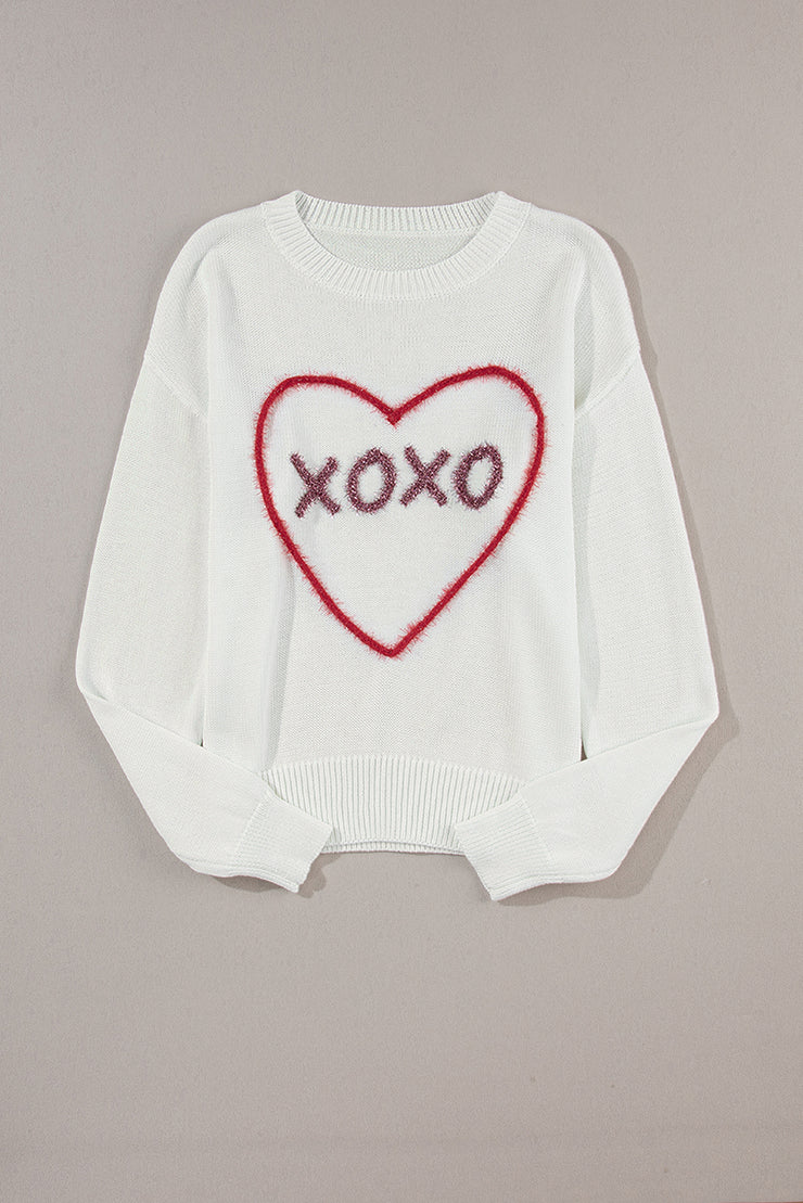 XOXO Round Neck Drop Shoulder Sweater