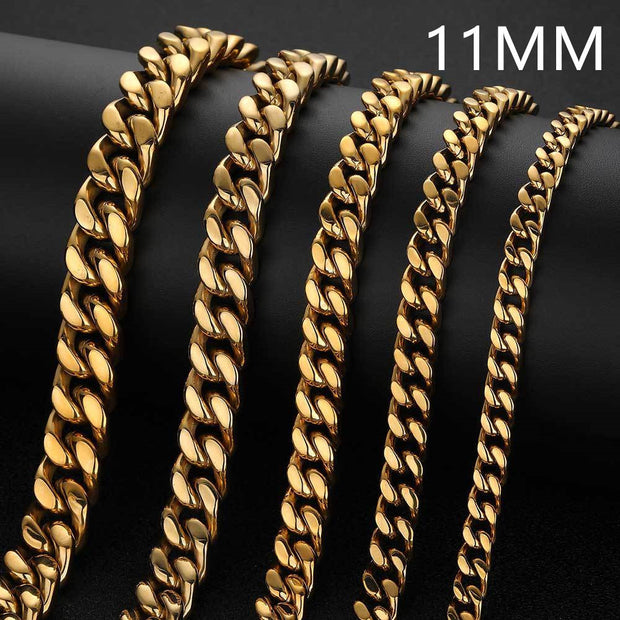 Men Stainless Steel Four Sides Grinding Cuban Chain For Men