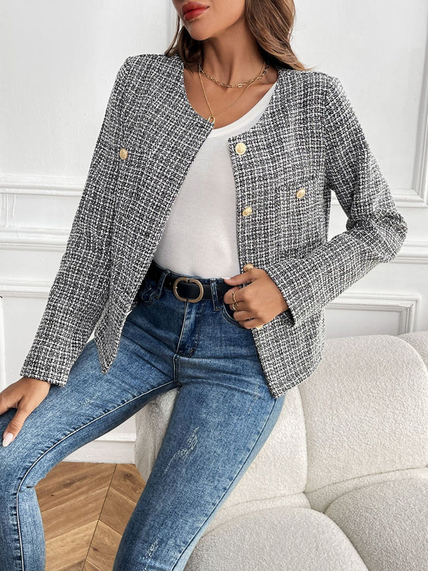 Perfee Plaid Long Sleeve Outerwear