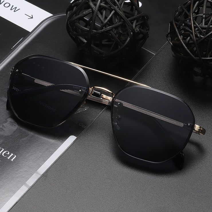 Double Beam Diamond Cut Edge Sunglasses For Men