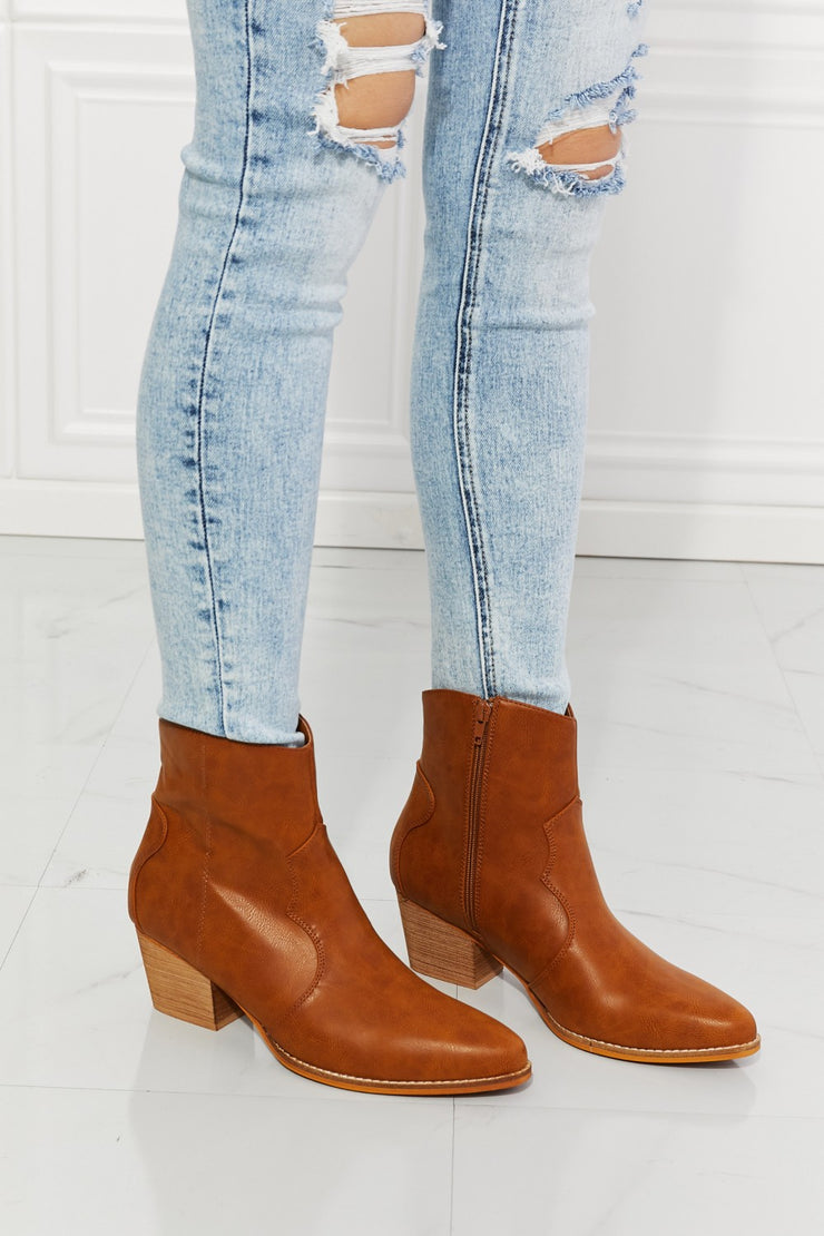 MMShoes Watertower Town Faux Leather Western Ankle Boots in Ochre