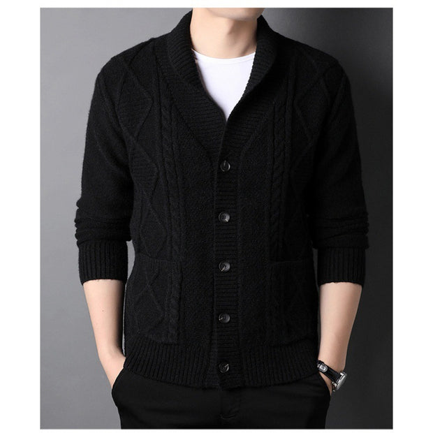 Men Long Sleeved Knitted Cardigon