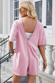 Lovelet Backless Round Neck Half Sleeve Romper