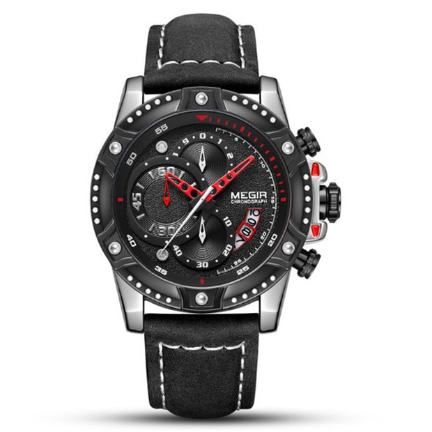 Multifunctional Chronograph Leather Sports Quartz Watch