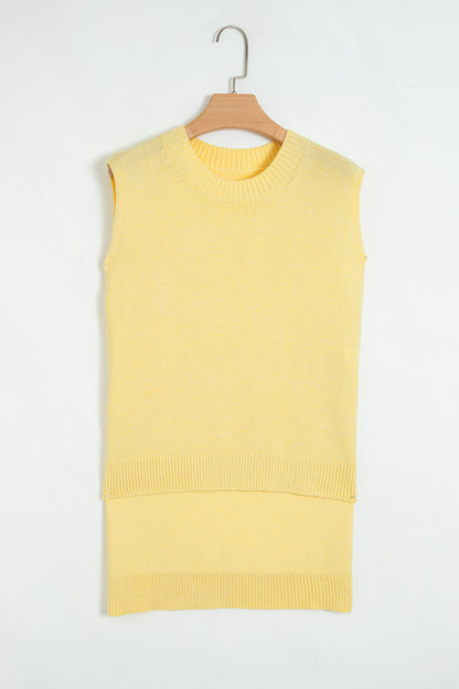 Yellow Cream Large Armhole Side Slit Loose Sweater Vest