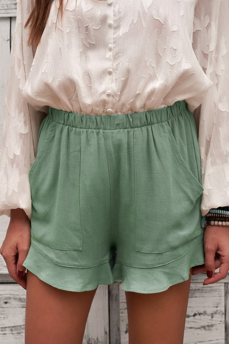 Elastic Waist Shorts with Pockets