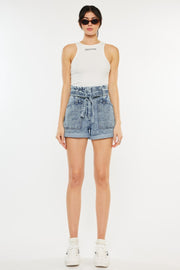 Kancan Ultra High Rise Paperbag Denim Shorts