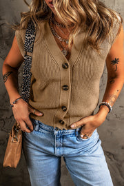 Parchment V Neck Buttoned Front Sweater Vest