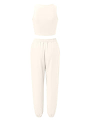 Wide Strap Top and Drawstring Joggers Set