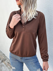 Perfee Half-Button Raglan Sleeve Hoodie