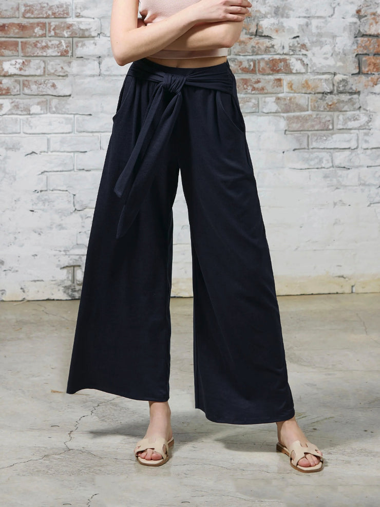 Tied Wide Leg Pants with Pockets