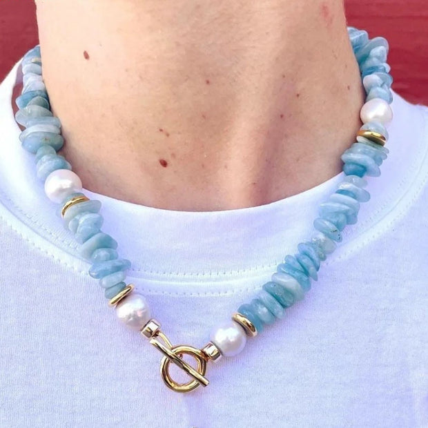 Kyanite Beaded Collarbone Chain For Men