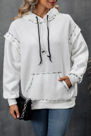 Ivy Lane Drawstring Kangaroo Pocket Dropped Shoulder Hoodie