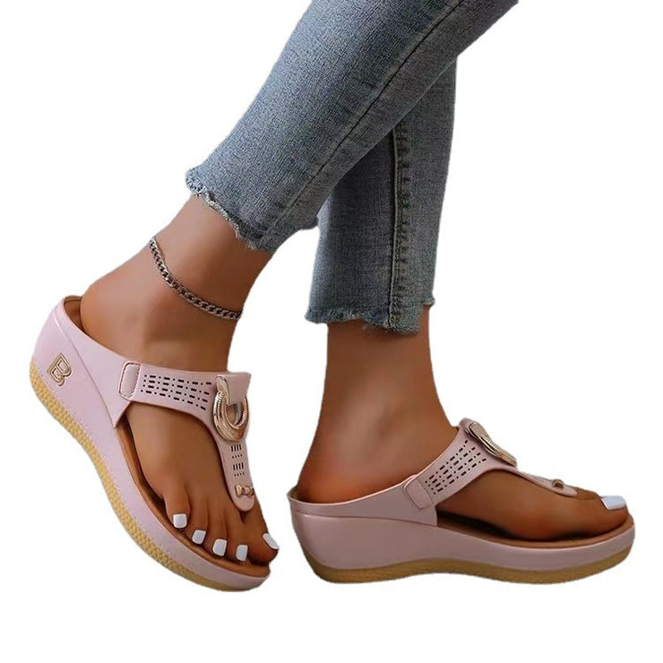 Women's Plus Size Beach Slippers Wedge Heel Platform