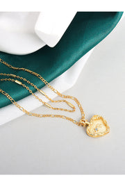 Simple Embossed Heart Necklace Double French Necklace