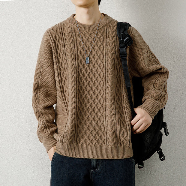 Weave Round Neck Sweater For Men