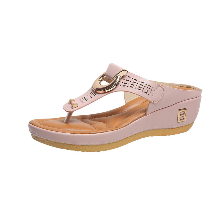 Women's Plus Size Beach Slippers Wedge Heel Platform