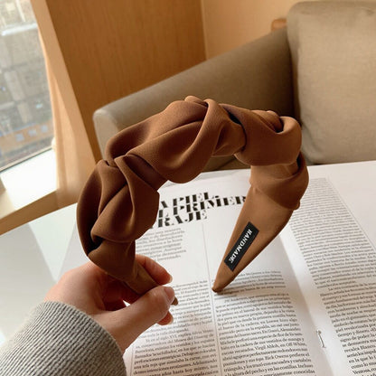 Women's Pleated Wide Brim Solid Color Headband