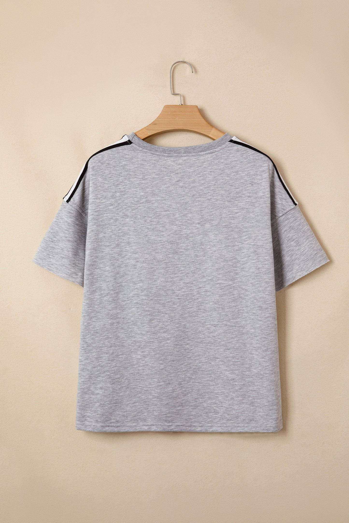 Light Grey Patchwork Detail Raw Edge Oversize Tee